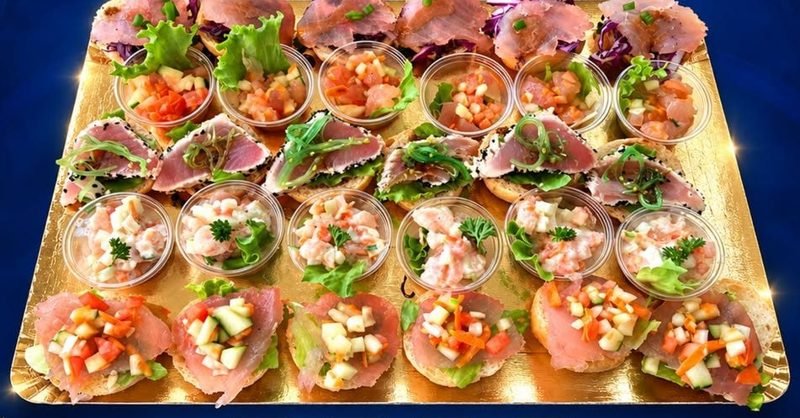 Plateau déclinaison autour du thon : tataki, poisson cru et verrines
